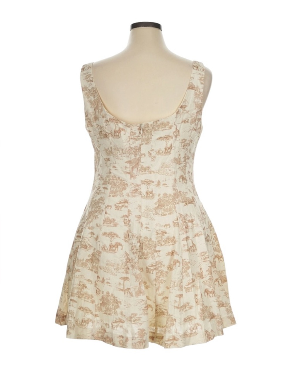 Avec Les Filles Safari Toile Linen Blend Mini Dress Square Neck  NEW Size 6 - Picture 2 of 13